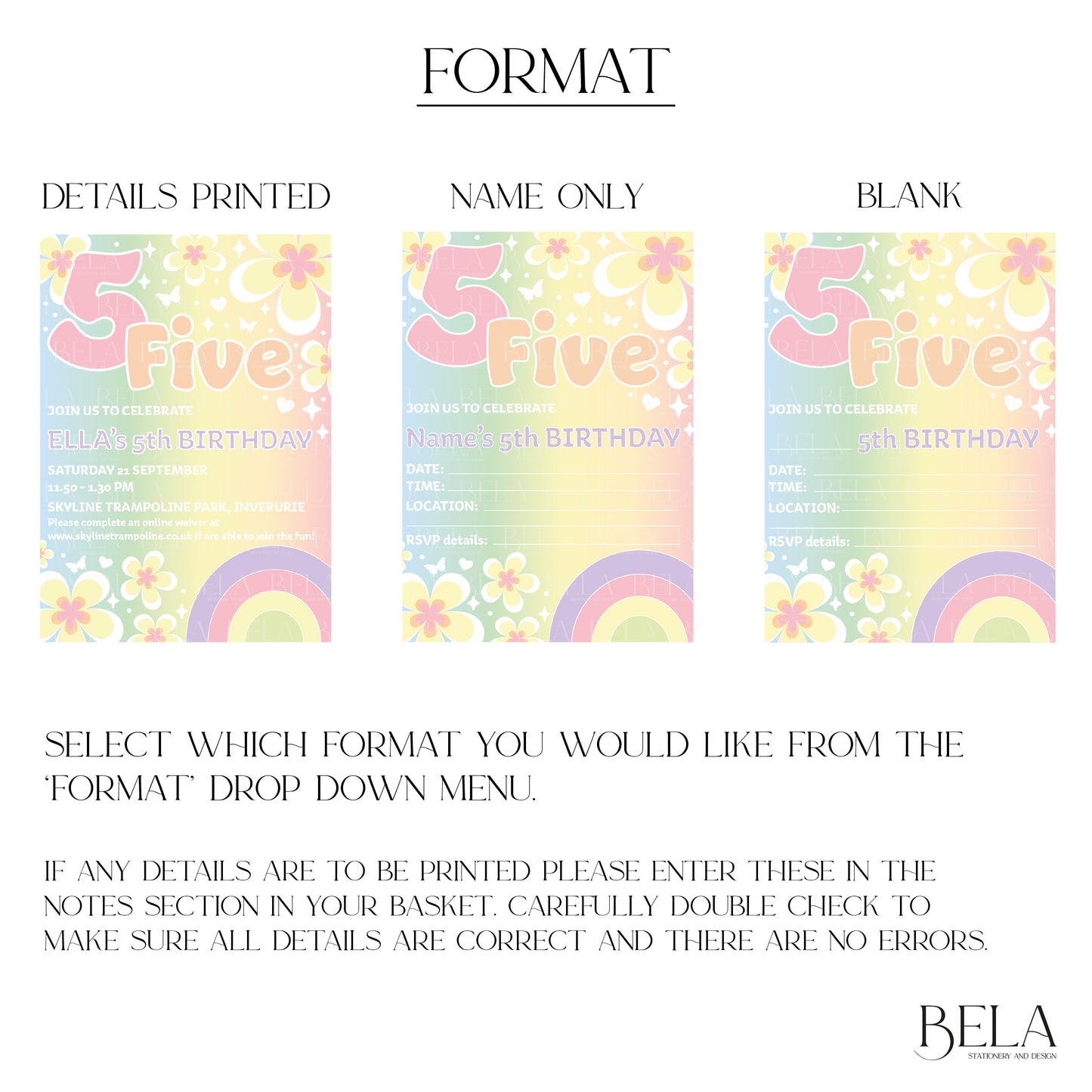 Rainbows and Butterflies Invitation Packs