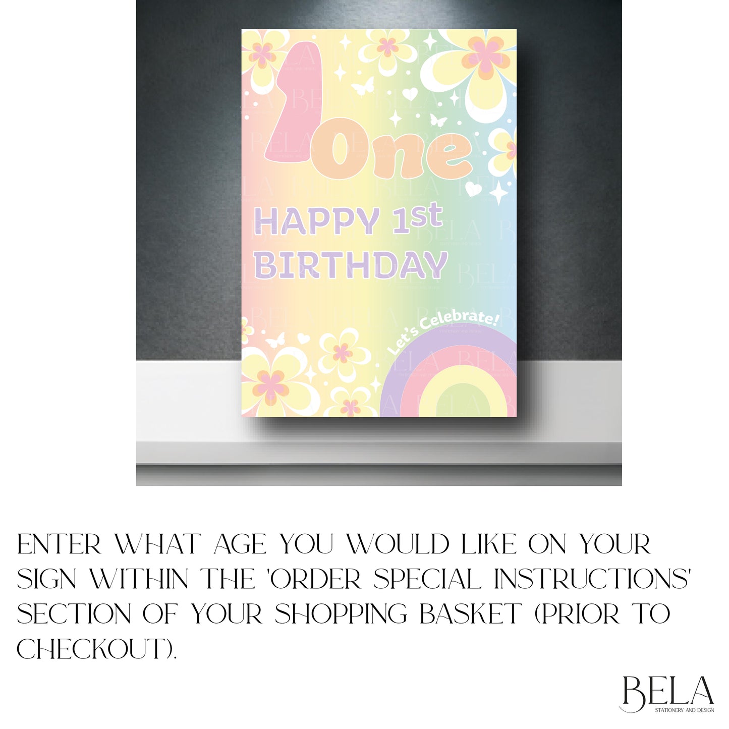Rainbows and Butterflies Party Sign