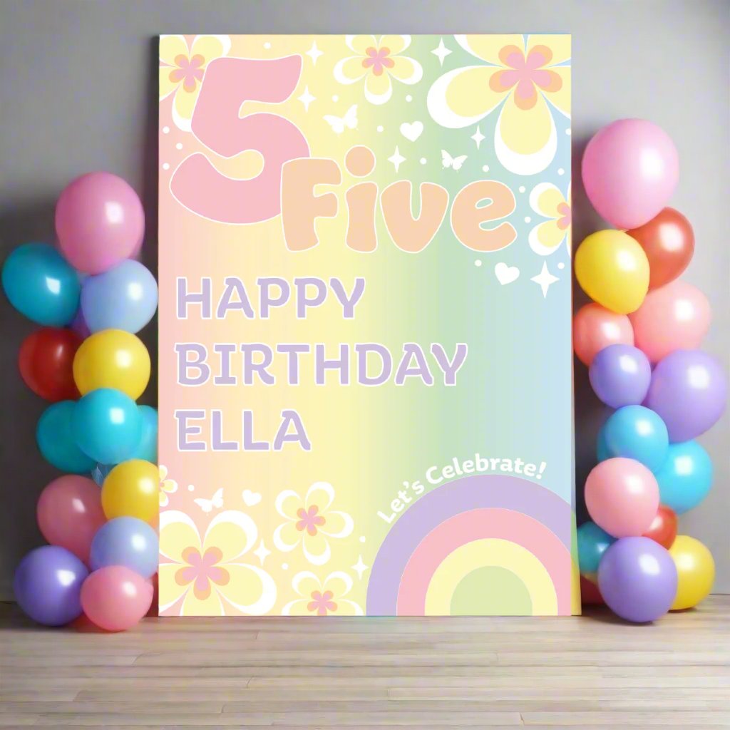 Rainbows and Butterflies Party Sign