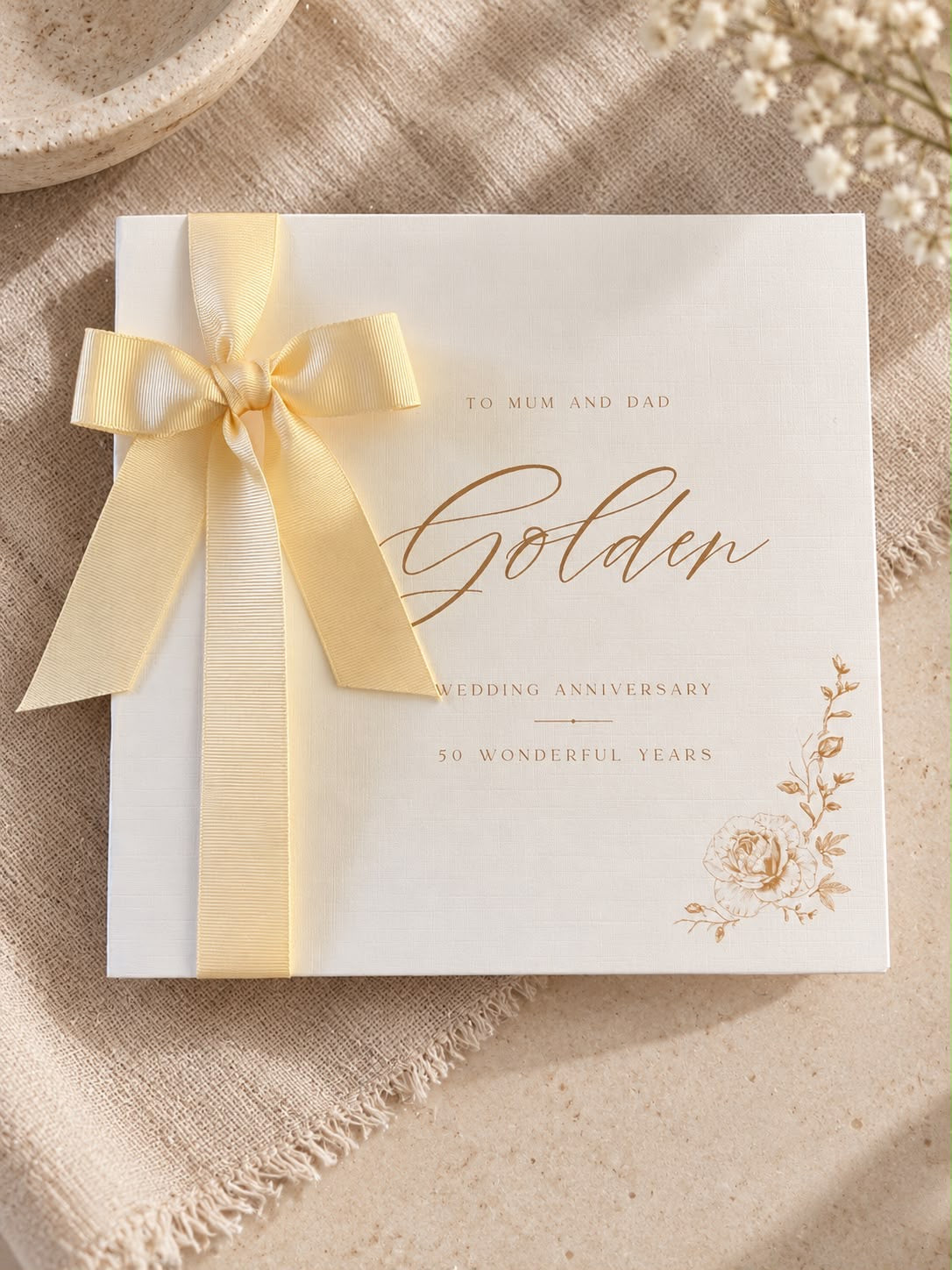 Gold Bow | Personalised Anniversary Card