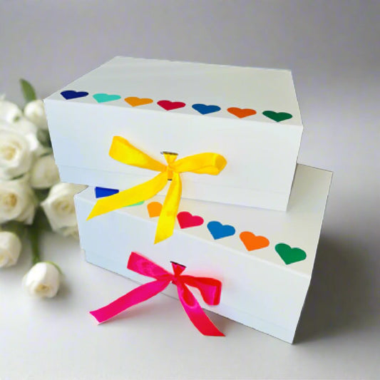 Rainbow Heart Deep White Gift Box