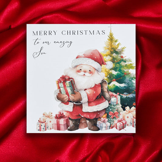 Santa Christmas Tree Greeting Card
