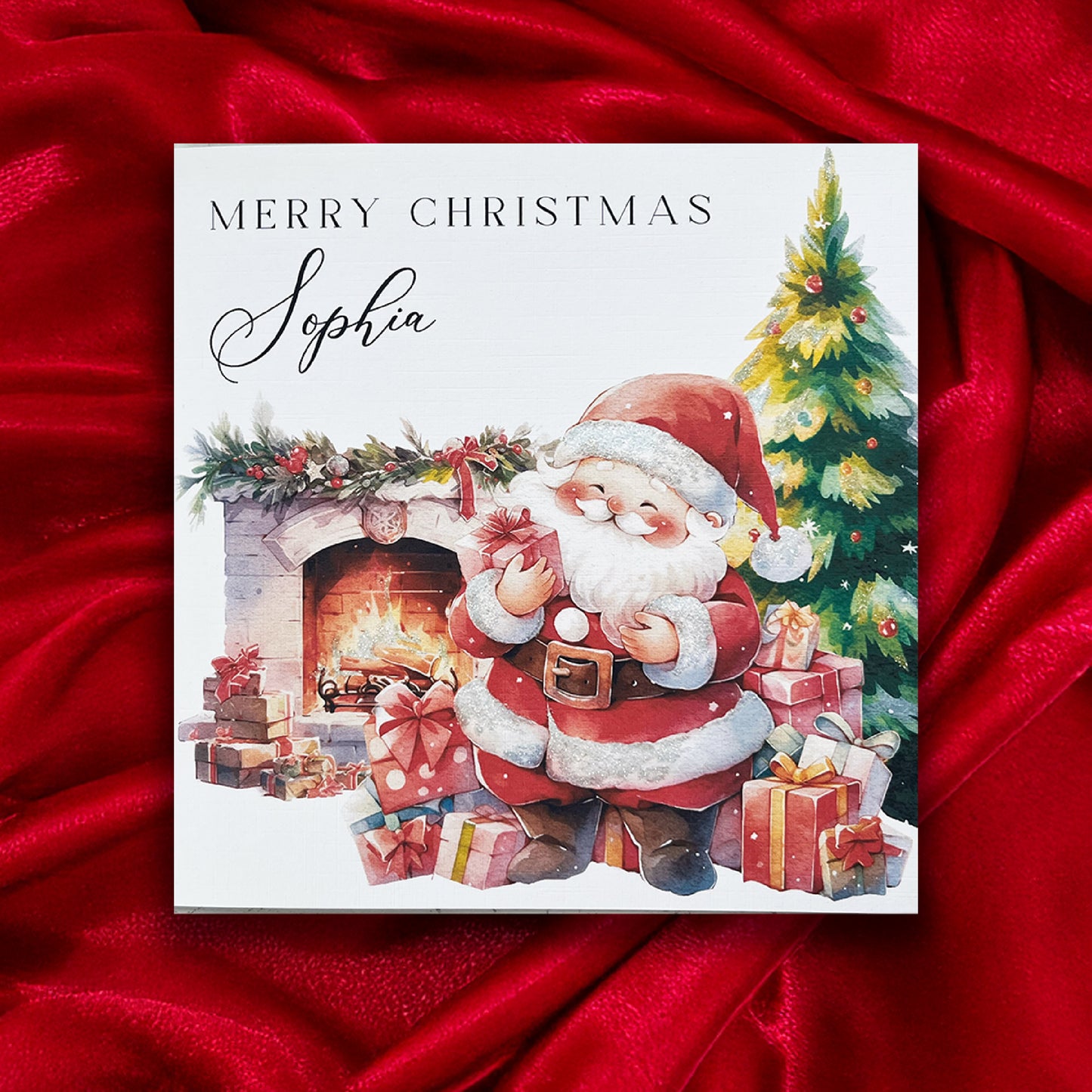 Santa Fireplace Greeting Card