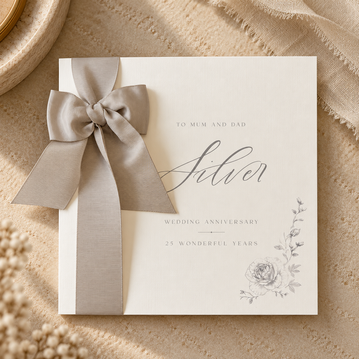Silver Bow | Personalised Anniversary Card