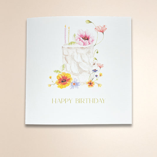 Floral Birthday Cake Greeting Card