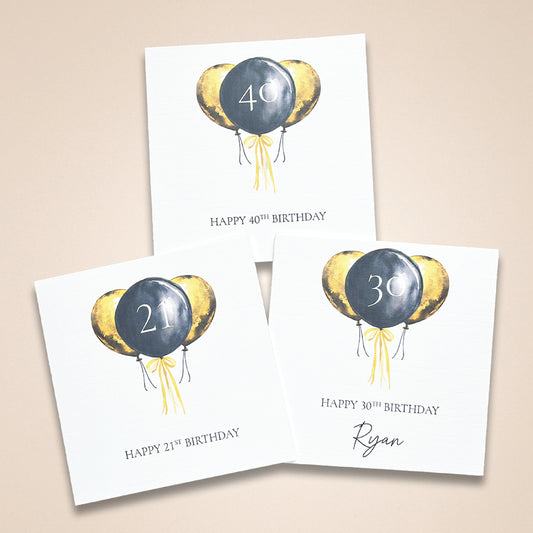 Black & Gold Milestone Birthday Card